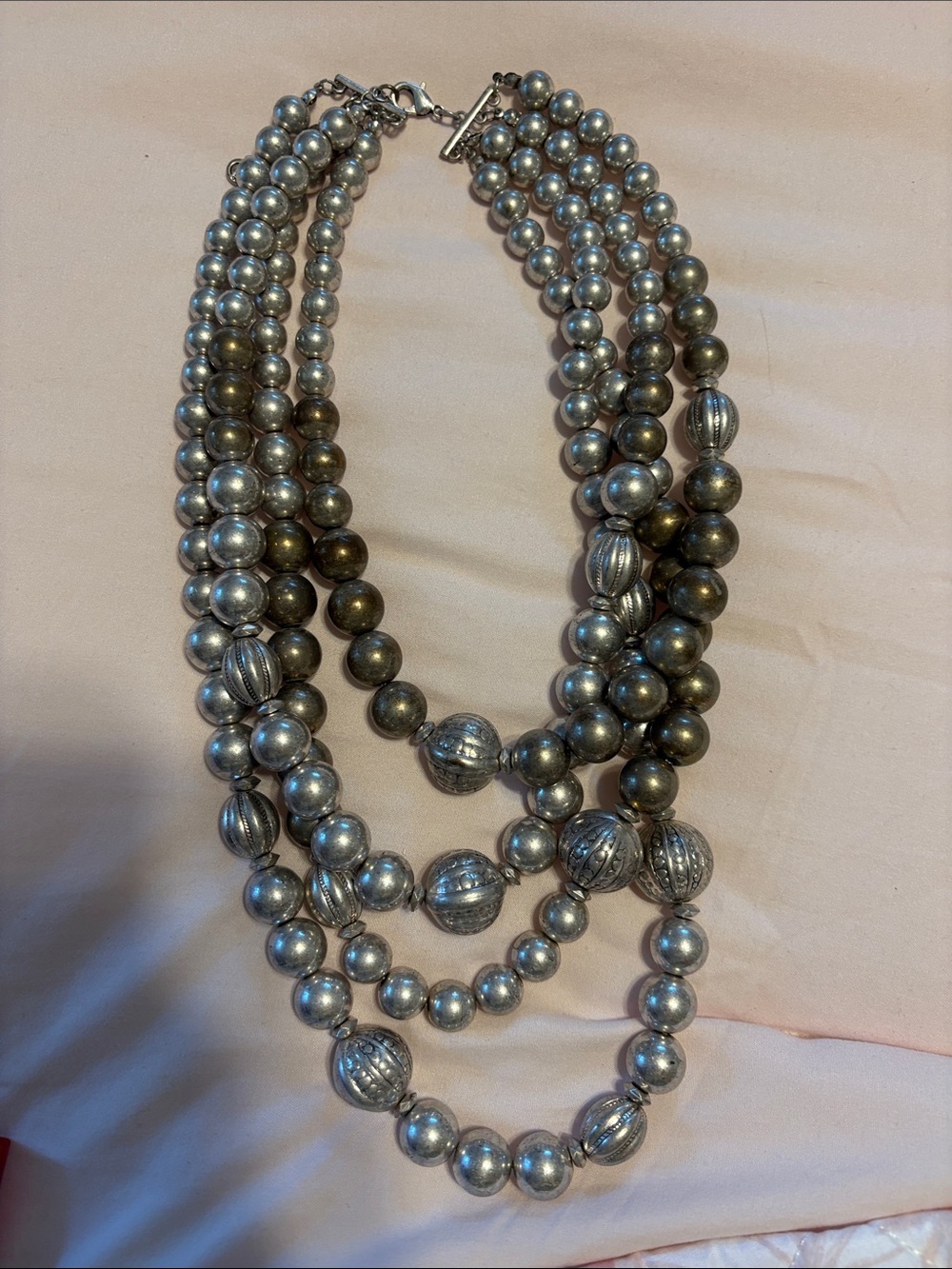 belk Multi-Strand Silver and Gunmetal Bead Necklace